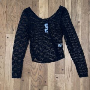 Brandy Melville Black Sheer Lace Top